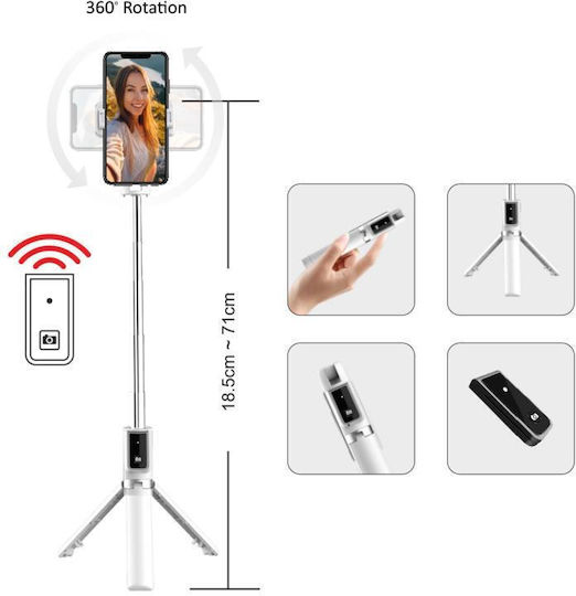 Blavec P04 Selfie Stick Cell Phone Tripod Bluetooth White
