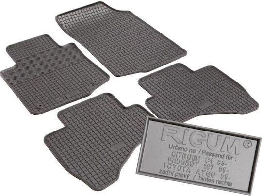 Rigum Set of Front and Rear Mats 4pcs for Peugeot 107 Toyota Aygo Citroen C1 2005-2014 Black