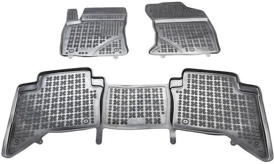Rezaw Plast Set Front and Back Car Mats 3 Pieces Raised Sides Type for Toyota Hilux 2015 Black