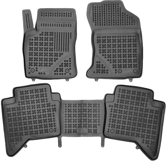Rezaw Plast Set Front and Back Car Mats 3 Pieces Raised Sides Type for Toyota Hilux 2015 Black