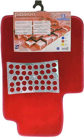 Auto Gs Set of Front and Rear Mats Universal 5pcs Red