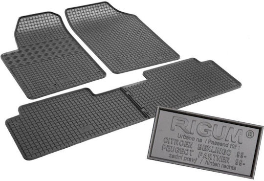 Rigum Set of Front and Rear Mats 4pcs for Peugeot Partner Citroen Berlingo 1996-2011 Black