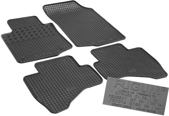 Rigum Σετ Μπροστινά και Πίσω Πατάκια 4τμχ για Toyota Aygo 2014+ Μαύρα
