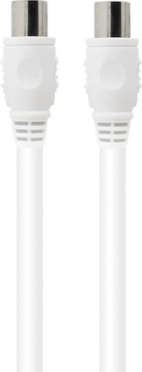 Force Power Koaxial TV Kabel 9,52mm Störungsfrei Male Female 2m Weiß