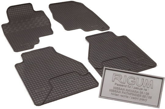 Rigum Set of Front and Rear Mats 4pcs for Nissan Navara 2005-2010 Black