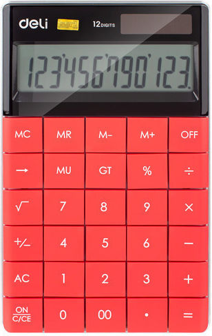 Deli 1589 Calculator 12 Digits in Red Color 1pcs