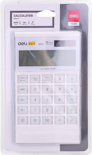 Deli 1211 Αριθμομηχανή 12 Ψηφίων σε Λευκό Χρώμα