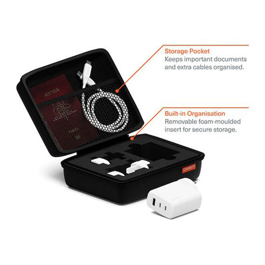 Cygnett Încărcător Fără Fir GaN Cu Port USB-A și 2 Porturi USB-C 67W Livrarea Energiei Alb