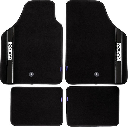 Sparco Satz Vorder- und Hintermatten Universal 4Stück aus Teppichboden Schwarz