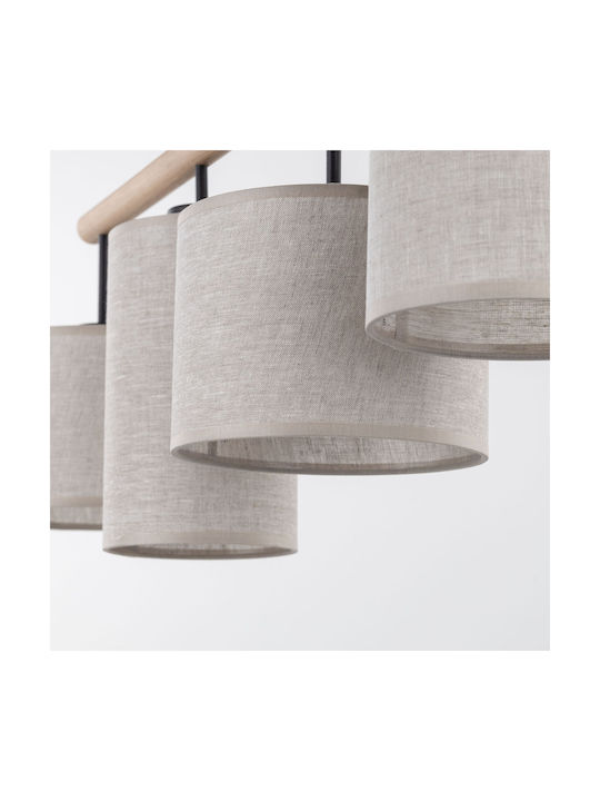 TK Lighting Deva Pendant Light Beige Rail for 4 Bulbs E27 96cm