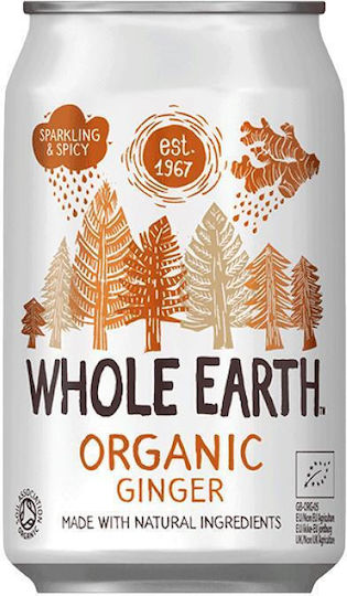 Whole Earth Αναψυκτικό Ginger με Ανθρακικό, Χωρίς Ζάχαρη, Βιολογικό σε Κουτί 330ml