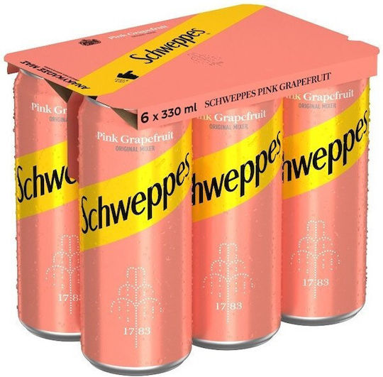 Schweppes Σόδα Pink Grapefruit με Ανθρακικό σε Κουτί 6x330ml