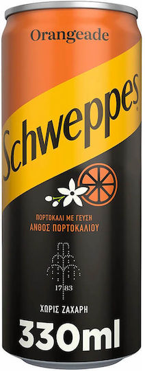 Schweppes Сода Оранжев цвят с Газировка, Без Захар в Кутия 330мл
