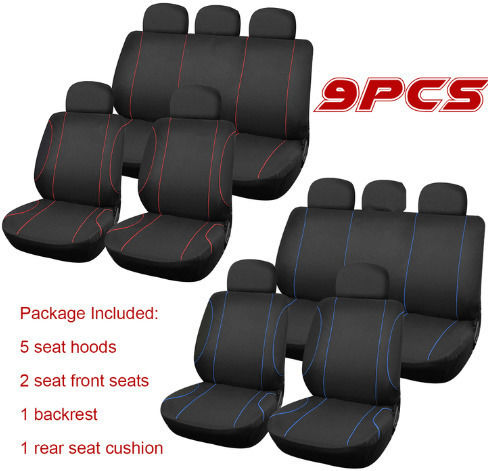 Set Autositzbezüge 10Stück Polyester Schwarz