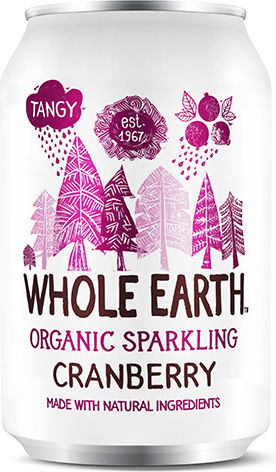 Whole Earth Soft Drink Cranberry with Carbonation, Sugar-Free, Organic in Box 330ml