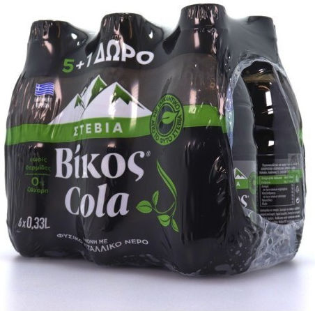 Βίκος Stevia Cola με Ανθρακικό, Χωρίς Ζάχαρη σε Μπουκάλι 6x330ml