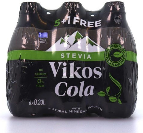 Βίκος Stevia Cola με Ανθρακικό, Χωρίς Ζάχαρη σε Μπουκάλι 6x330ml
