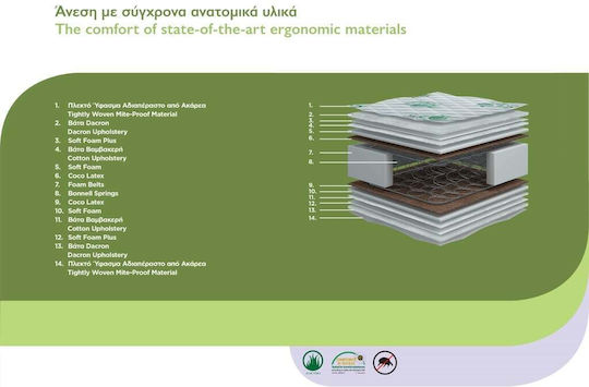 Chic Strom Eco Pure Extra Care Semi-double Ortopedie Saltea 110x190x22cm cu Arcuri