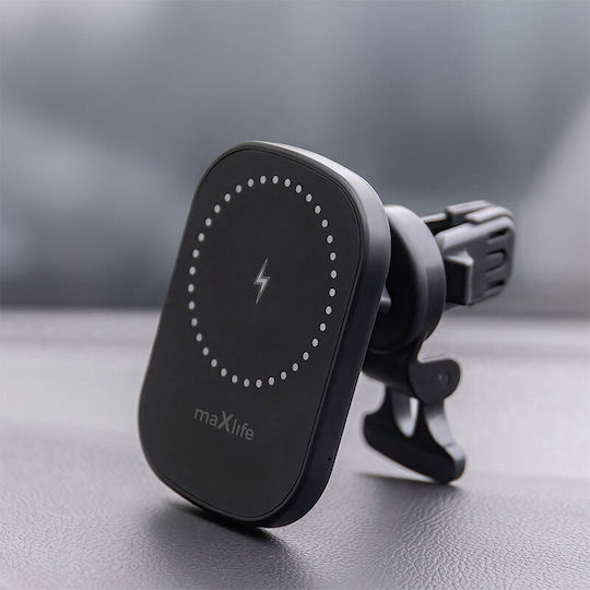 Maxlife Suport Auto pentru Telefon cu magnet și Încărcare Wireless Neagră