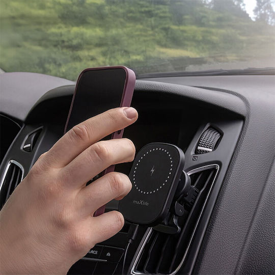 Maxlife Suport Auto pentru Telefon cu magnet și Încărcare Wireless Neagră