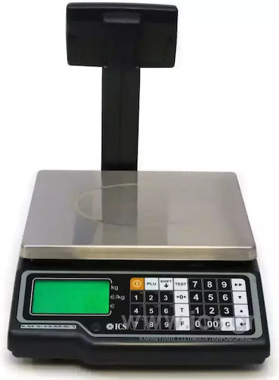 ICS G-325 Ηλεκτρονική Ζυγαριά Λιανικής με Κολώνα με Ικανότητα Ζύγισης 15kg και Ακρίβεια 5gr