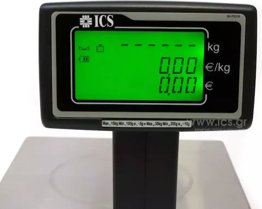 ICS G-325 Ηλεκτρονική Ζυγαριά Λιανικής με Κολώνα με Ικανότητα Ζύγισης 15kg και Ακρίβεια 5gr