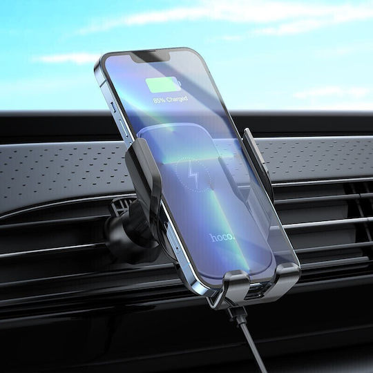Hoco Suport Auto pentru Telefon cu cârlige reglabile și Încărcare Wireless Neagră