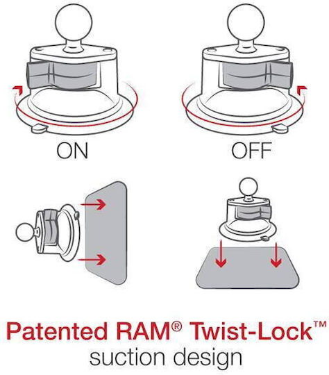 RAM Mount Βάση Κινητού Αυτοκινήτου με Ρυθμιζόμενα Άγκιστρα Μαύρη