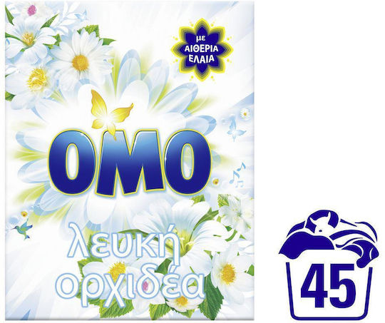 Omo Απορρυπαντικό Ρούχων σε Σκόνη Λευκή Ορχιδέα 45 Μεζούρες
