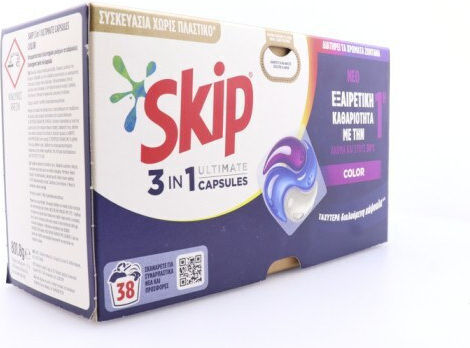 Skip 3-in-1 Ultimate Απορρυπαντικό για Χρωματιστά Ρούχα (38 Κάψουλες)