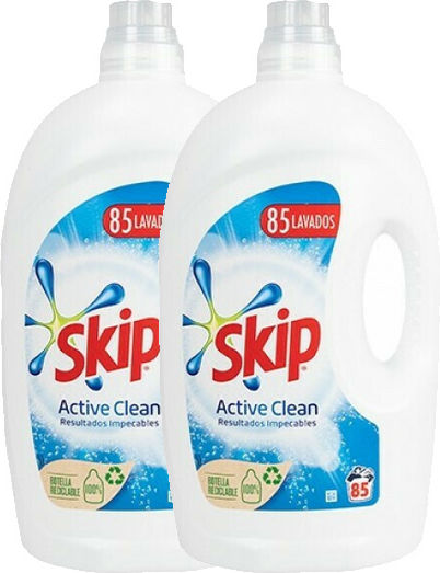 Skip Active Clean Υγρό Απορρυπαντικό για Χρωματιστά Ρούχα (85 Μεζούρες) 2τμχ