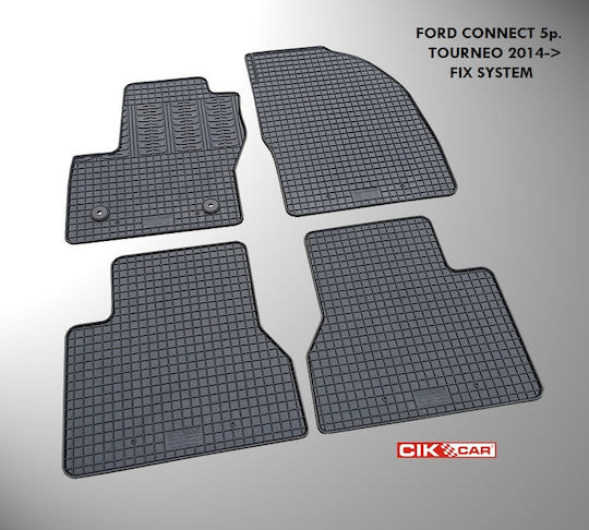 Cik Set of Front and Rear Mats 4pcs Tray Type for Ford Transit Connect 2014+ Black