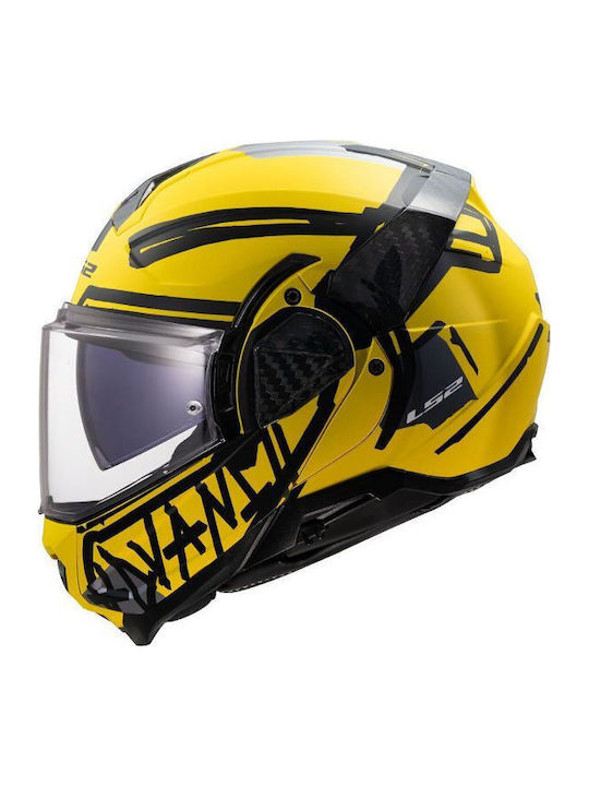 LS2 Advant II Tape Matt Yellow Κράνος Μηχανής Flip-Up ECE 22.06 1750gr με Pinlock και Sunvisor