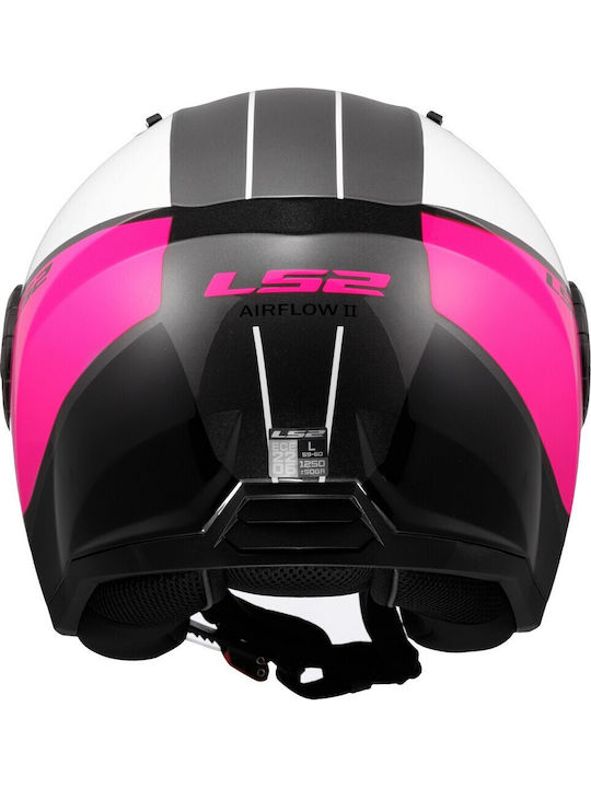 LS2 Airflow II Cover Gloss White/Pink Motorcycle Helmet Jet ECE 22.06 1200gr