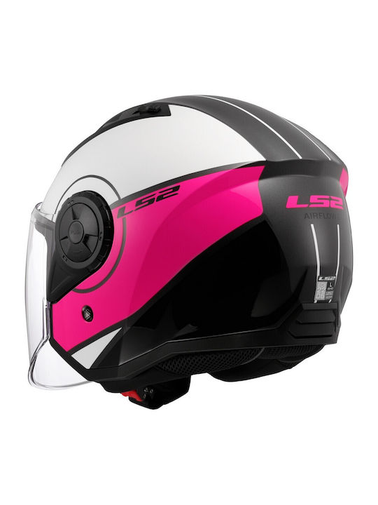 LS2 Airflow II Cover Gloss White/Pink Motorcycle Helmet Jet ECE 22.06 1200gr