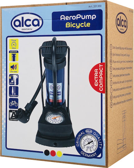 Alca 201300 Mini Luftpumpe Luftpumpe Fuß mit Manometer