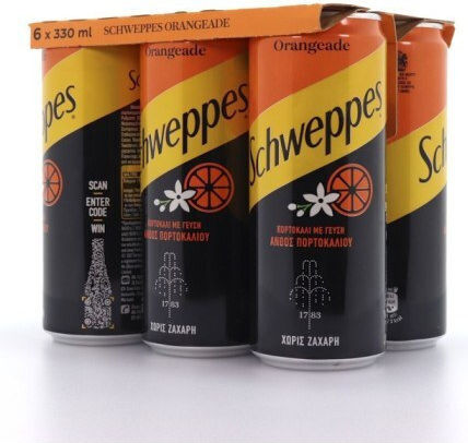 Schweppes Soda Floare de portocal cu carbonatare, fără zahăr în Cutie 6x330ml