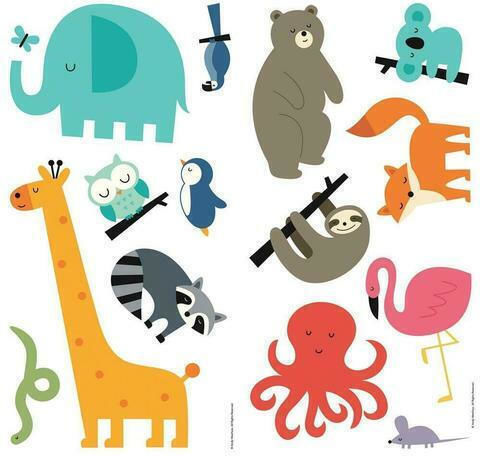 RoomMates Decor Kids Wall Decor Sticker Animals Globe RMK4115 40x11cm 28 Pieces
