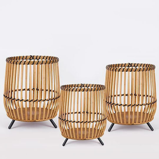 Set Decorative Baskets Wicker Beige 42x42x46cm 3 Pieces