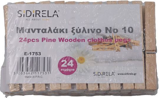 Sidirela Clothespins made of Wood 24pcs Brown