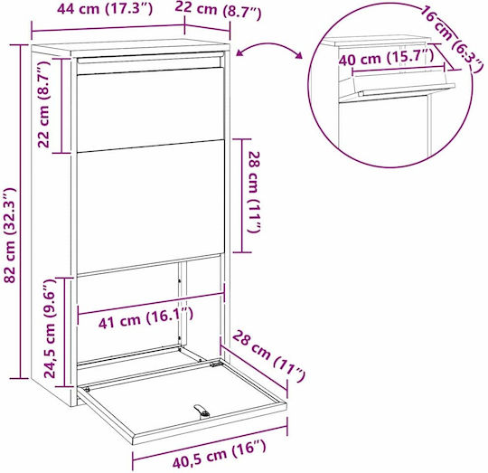 vidaXL Dekorative Box 44x22x82cm