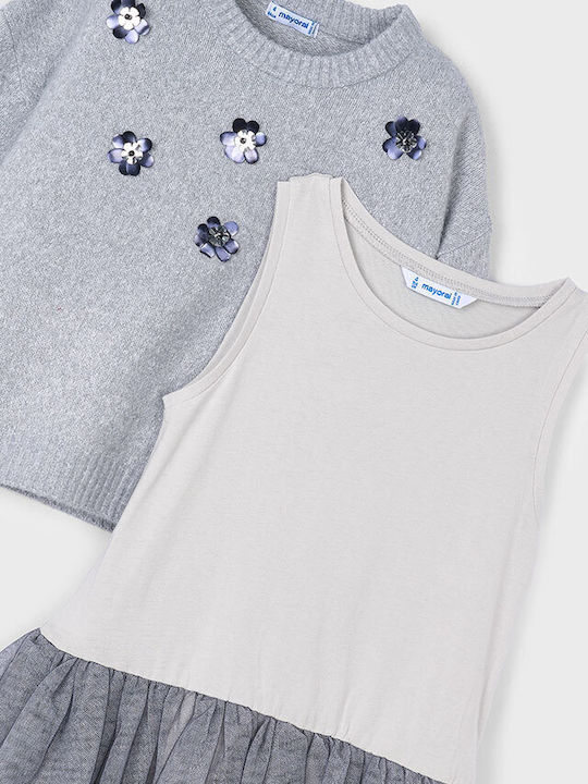 Children's Dress Long Sleeve Knitted Silver