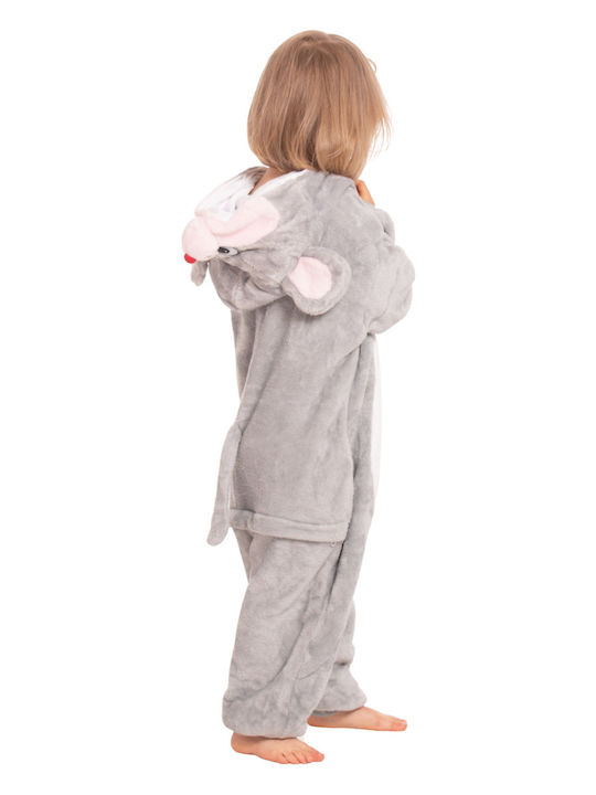 Kinder Einteiliger Schlafanzug Winterlich Fleece Gray