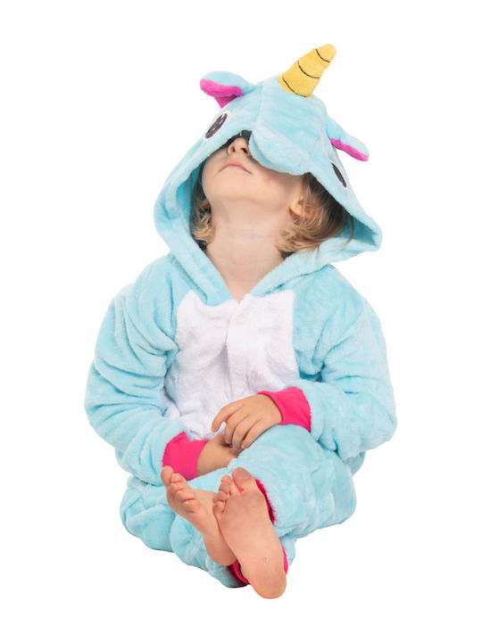 Kinder Einteiliger Schlafanzug Winterlich Fleece Blue