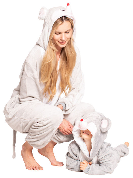 Παιδική Πιτζάμα Ολόσωμη Χειμωνιάτικη Fleece Gray