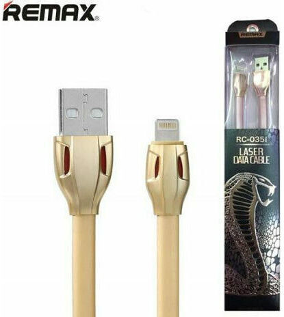 Remax Laser Flat USB-A to Lightning Cable Χρυσό 1m (GZ-3129)