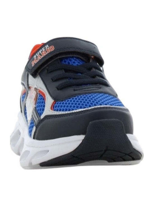 Παιδικά Sneakers Ανατομικά με Σκρατς & Φωτάκια Μπλε