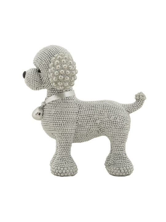 Decorative Silver Dog Polyresin 15x9.5x15 Cm
