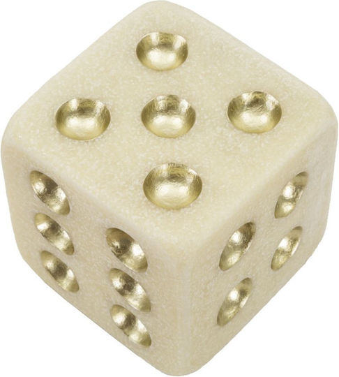 Decorative Polyresin Dice Ecru Gold 12x12x12 Cm