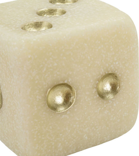 Decorative Polyresin Dice Ecru Gold 8x8x8cm